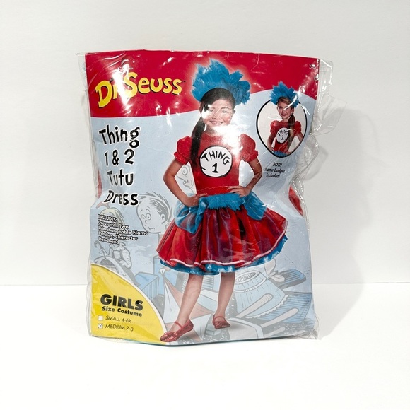 Spirit Halloween Dr Seuss Cat in the Hat Thing 1 & 2 Girls 2pc Halloween Costume - Picture 2 of 10